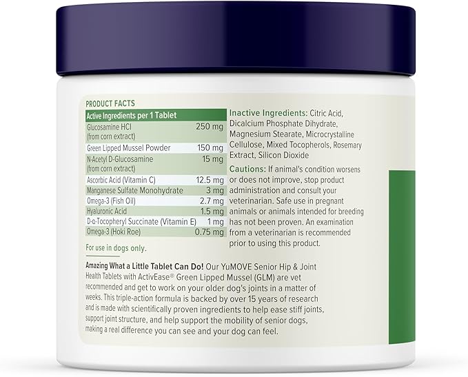 YuMOVE Senior Dog Joint Supplement 240 Tablets – Hip & Joint Support for Dogs Age 8+