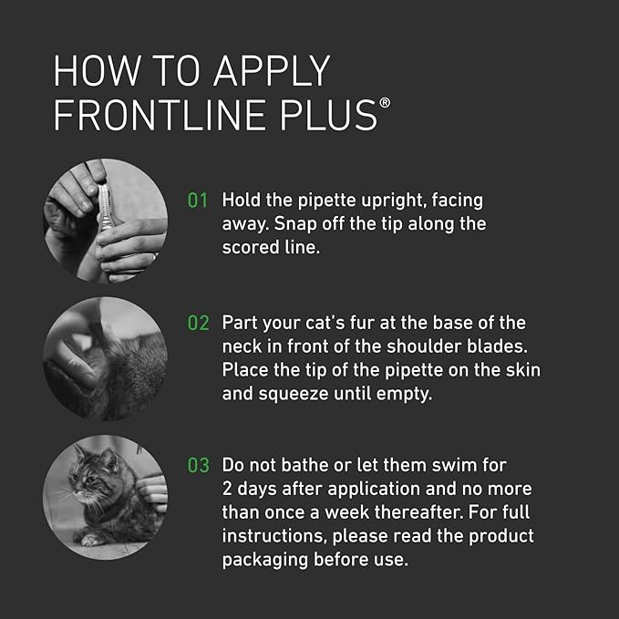 FRONTLINE Plus Flea & Tick Treatment for Cats and Ferrets - 6 Pipettes