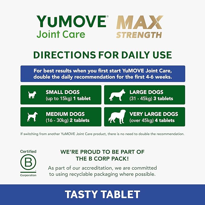 YuMOVE Senior Max Strength Dog Joint Supplement – 120 Tablets | Hip & Joint Support for Dogs 8+